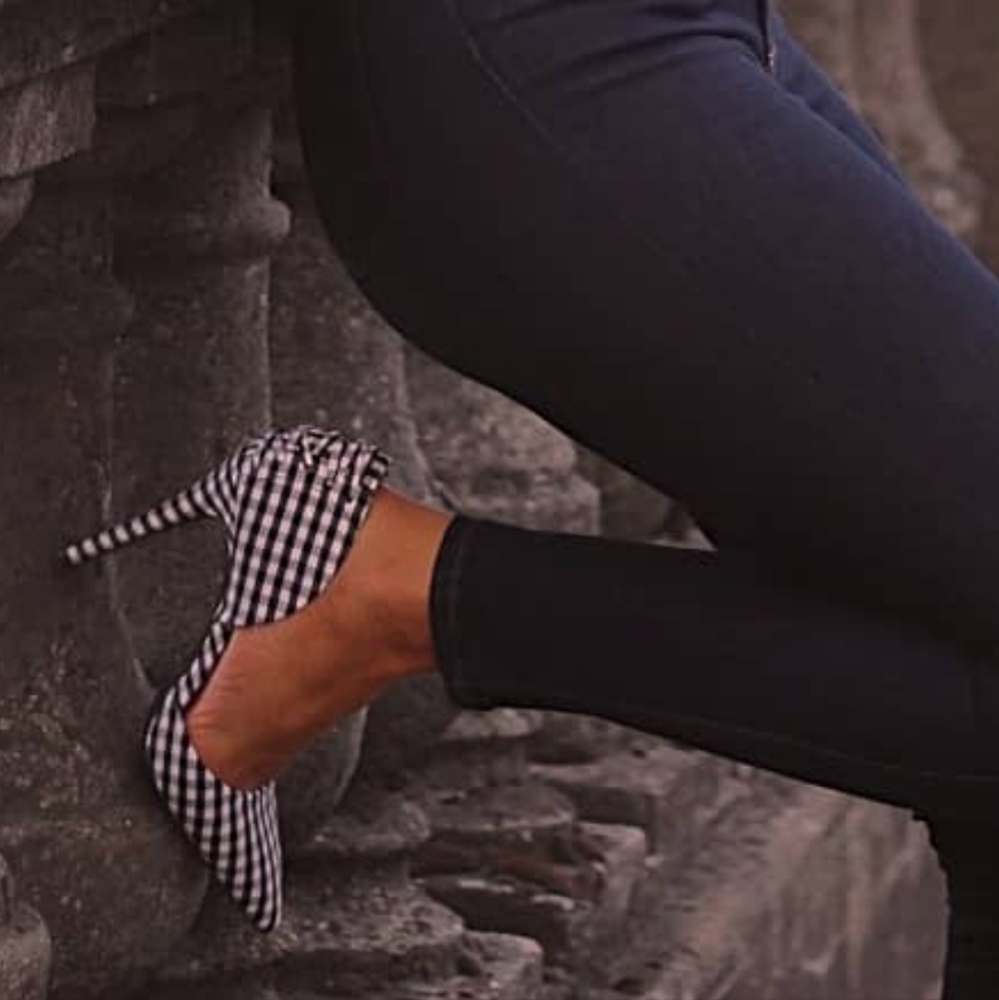 Checkered high heels